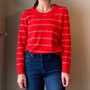 Madewell Red Striped Pullover Sweater